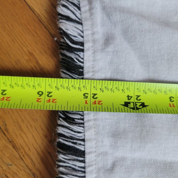 Cynthia Rowley 1X White Fringe Trim Linen Womens Blouse Top - Picture 9 of 9